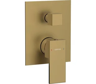Sapho - Bateria prysznicowa podtynkowa CUBEMIX matowe złoto - Baterie umywalkowe Sapho - Bateria prysznicowa podtynkowa CUBEMIX matowe złoto - Baterie umywalkowe - miniaturka - grafika 1