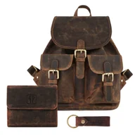 Torebki damskie - Zestaw Prezentowy Dla Niej Zup-100-Br Plecak Skórzany T-16-Br Portfel Skórzany T-11-Br I Brelok Do Kluczy T-87-Hbr - miniaturka - grafika 1