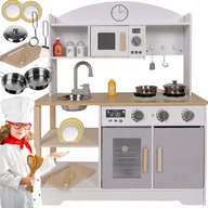 Zabawki AGD - KUCHNIA DLA DZIECI DREWNIANA DUŻA ZESTAW AKCESORIA KUCHANKA GARNKI KRAN XXL - miniaturka - grafika 1
