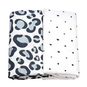 Rożki i beciki - Motherhood, Otulacze muślinowe bawełniane Premium 100x120cm 2 szt.; Ocelot niebieski - miniaturka - grafika 1