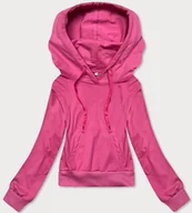 Bluzy damskie - KRÓTKA BLUZA DRESOWA Z KAPTUREM RÓŻOWA (8B939-19) - J.STYLE - miniaturka - grafika 1