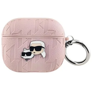 Etui na słuchawki KARL LAGERFELD Monogram Karl & Choupette Head do Apple AirPods 3 Różowy - Akcesoria do słuchawek - miniaturka - grafika 1