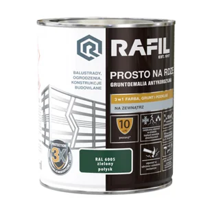 Gruntoemalia PROSTO Na Rdzę Połysk RAL6005 0,75 l RAFIL - Farby olejne i specjalne - miniaturka - grafika 1