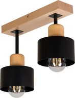 Lampy sufitowe - Czarna lampa sufitowa, dwupunktowy spot DSC30x7BU z drewna i metalu E27 - miniaturka - grafika 1
