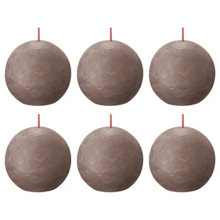 Bolsius Rustykalne świece kule Shine, 6 szt., 76x71 mm, taupe - Świece - miniaturka - grafika 1