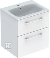 Szafki łazienkowe - Selnova Square Zestaw szafki pod umywalkę, z dwiema szufladami, B60cm, H65.2cm, T50.2cm, biały, z umywalką meblową, cienki rant, z przelewem, z - miniaturka - grafika 1