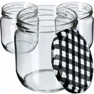 Pojemniki kuchenne - Słoiki Salla 425ml 48 szt. 82mm + wieczka "Czarna Krata" - miniaturka - grafika 1