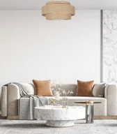 Lampy sufitowe - Lampa sufitowa Solar Plafon Lampa sufitowa pojedyncza BOHO len biała - miniaturka - grafika 1