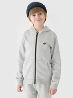 Bluzy dla chłopców - 4F Bluza dresowa rozpinana z kapturem chłopięca - chłodny jasny szary 152 (11-12 lat) - miniaturka - grafika 1