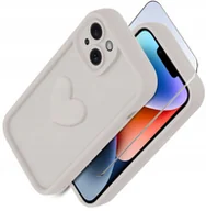 Etui i futerały do telefonów - Etui do iPhone 13 14 silikonowe MATOWE serce + Szkło ochronne na ekran 9H - miniaturka - grafika 1