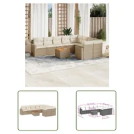 Sofy ogrodowe - The Living Store 10-cz. zestaw mebli ogrodowych z poduszkami - beżowy - polirattan - Sofa Ogrodowa - miniaturka - grafika 1
