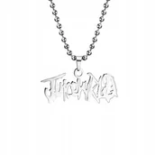 Łańcuszki - Naszyjnik łańcuszek Juice WRLD world srebrny streetwear - miniaturka - grafika 1