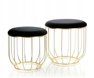 Czarna złota pufa Ribera siedzisko glamour 2 szt - Pufy i podnóżki - miniaturka - grafika 1