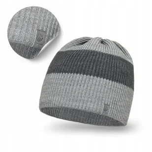 Czapka Zimowa Męskie Szara Uniwersalna Beanie Prosta Jesienna Lekka PaMaMi - Czapki męskie - miniaturka - grafika 1