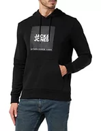 Bluzy męskie - JACK&JONES Męska bluza z kapturem JJLOCK Sweat Hood 2PK MP, czarna/opakowanie: czarny + LGM (duży nadruk), M, czarny/opakowanie: czarny + lgm (nadruk z dużym), M - miniaturka - grafika 1
