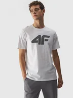 Koszulki sportowe męskie - Męski t-shirt z nadrukiem 4F 4FWMM00TTSHM1844 - biały - miniaturka - grafika 1