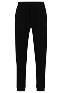 BOSS Męskie spodnie dresowe z logo Sestart z bawełny frotte, Czarny, M - Spodenki męskie - miniaturka - grafika 1