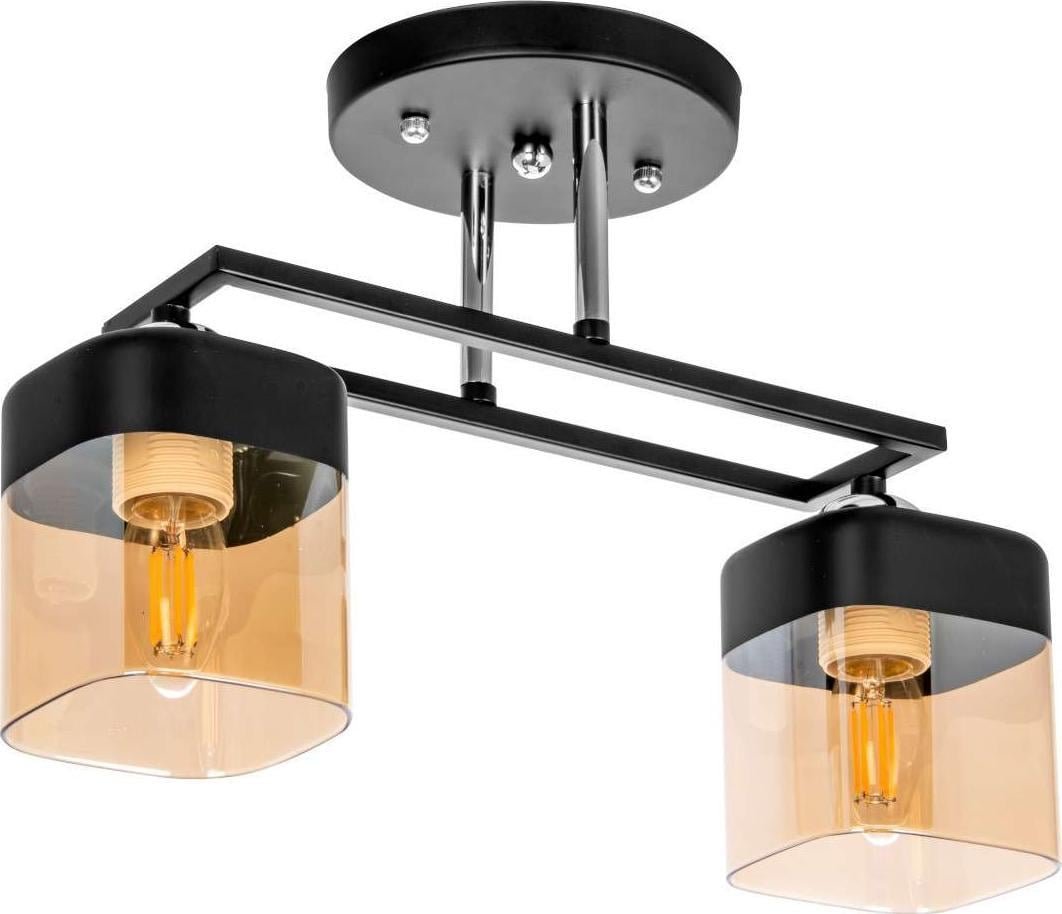 Lampa sufitowa VEN Industrialna LAMPA sufitowa VEN M225B/2 szklana OPRAWA loftowa chrom czarna miodowa