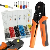 Narzędzia sieciowe - Zaciskarka praska do konektorów kabli końcówek przewodów + 1200 szt tulejek - miniaturka - grafika 1