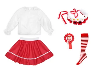ZESTAW NARODOWY BIAŁO-CZERWONY 134-140 5el - Dresy i komplety dla dziewczynek - miniaturka - grafika 1