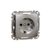 Gniazdka elektryczne - Schneider Gniazdo z/u Schuko z przesłonami SEDNA Design & Elements szczotkowane aluminium - miniaturka - grafika 1