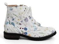 Botki damskie - Botki skórzane z naturalnej skóry - białe z kolorwymi kwiatami (7218) rozm 40 BOSCCOLO - miniaturka - grafika 1