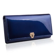 Portfele - PORTFEL DAMSKI SKÓRZANY Betlewski granatowy lakierowany RFID na prezent - miniaturka - grafika 1