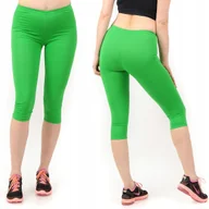Legginsy - Legginsy damskie 3/4 krótkie Polskie bawełniane Getry Zielone L - miniaturka - grafika 1