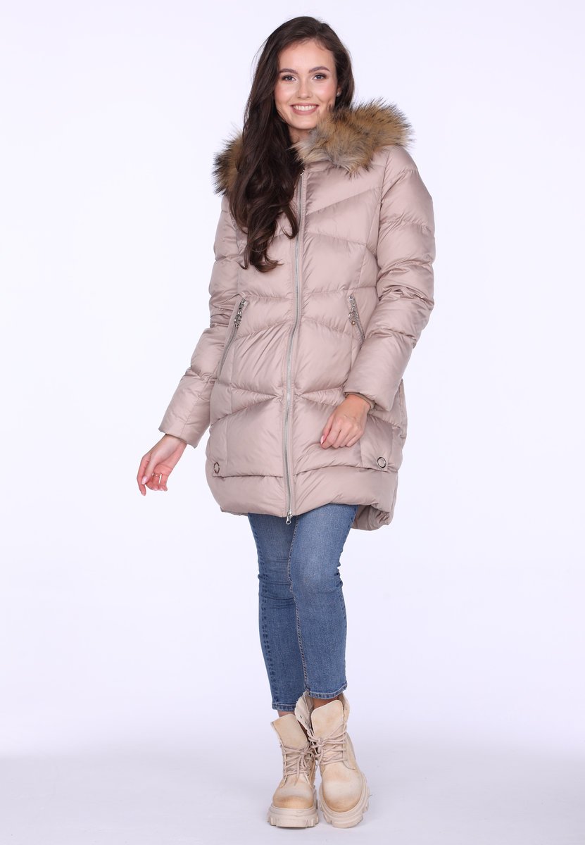 LEKKO TALIOWANA ELEGANCKA PUCHOWA KURTKA DAMSKA