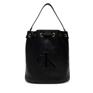 Torebki damskie - Torebka Calvin Klein Bold Ck Large Bucket Bag LV04F3232G Czarny - miniaturka - grafika 1