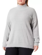 Swetry damskie - LEOMIA Damski sweter z dzianiny, szary, XS-S - miniaturka - grafika 1