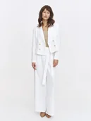 Marynarki i żakiety damskie - Biały dwurzędowy żakiet ze złotymi guzikami - miniaturka - grafika 1