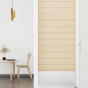 Panele ścienne, 12 szt., kremowe, 90x15 cm, tkanina, 1,62 m² - Panele ścienne i boazeria - miniaturka - grafika 5