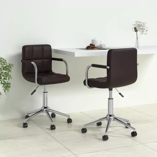 shumee shumee Obrotowe krzesła stołowe 2 szt. brązowe sztuczna skóra - Krzesła - miniaturka - grafika 1