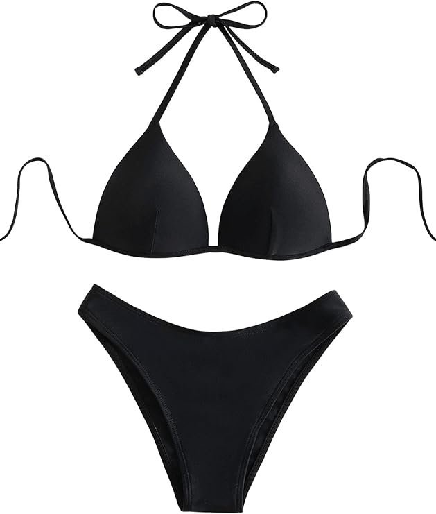 Damski Strój Kąpielowy Dwuczęściowy Kostium Bikini Push-up Czarny S