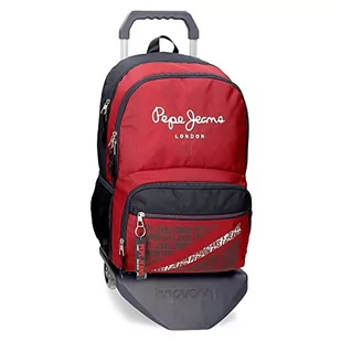 Pepe Jeans Clark Plecak szkolny 25,81l Czerwony 32x45x15 cms Poliester, Czerwony, Mochila Escolar Doble Compartimento con Carro, Plecak szkolny podwójny schowek z wózkiem - Plecaki szkolne i tornistry - miniaturka - grafika 1