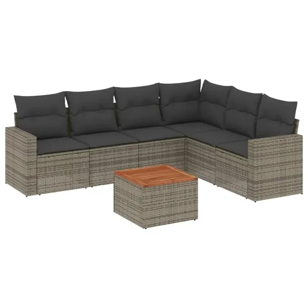 Zestaw mebli ogrodowych modułowych szary z poduszkami 62 x 62 x 69 cm