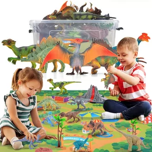 DUŻY ZESTAW FIGURKI DINOZAUR JURASSIC 12 szt + MATA Tyrannosaurus Rex - Figurki dla dzieci - miniaturka - grafika 1