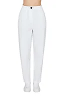 Spodnie damskie - Armani Exchange Damskie spodnie Sustainable, przód i tył, metalowe zapięcie na guziki Casual Pants, Optic. biały, M - miniaturka - grafika 1