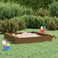 Place zabaw - vidaXL Piaskownica z siedziskami, miodowa, kwadratowa, drewno sosnowe - miniaturka - grafika 1