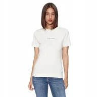 Koszulki i topy damskie - CALVIN KLEIN KOSZULKA DAMSKA T-SHIRT MONOLOGO SLIM FIT TEE ECRU r.XS - miniaturka - grafika 1