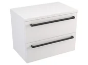 Szafki łazienkowe - Szafka Wisząca Z Blatem ATH 60 cm - Biały Mat - Uchwyty Czarne Matowe - miniaturka - grafika 1