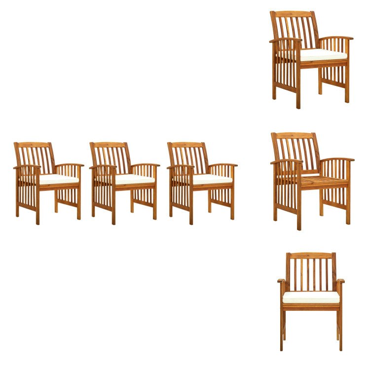 vidaXL Krzesła ogrodowe do jadalni 3 szt. z poduszką z litego drewna akacjowego - Krzesła ogrodowe