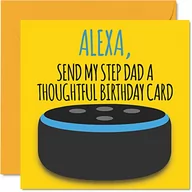 Kartki okolicznościowe i zaproszenia - Śmieszne kartki urodzinowe dla ojczyka - Alexa - żart kartka urodzinowa dla ojca od syna córki, banter prezenty urodzinowe, 145 mm x 145 mm zabawne kartki z życzeniami na Dzień Ojca prezent - miniaturka - grafika 1