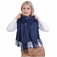Apaszki i szaliki damskie - Ciemny granatowy Szalik damski duży cashmere frędzle SZA-77 - miniaturka - grafika 1