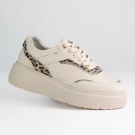Mokasyny damskie - Sneakersy damskie skórzane GOODIN GD-XF-200 platforma klasyczne beż 38 - miniaturka - grafika 1