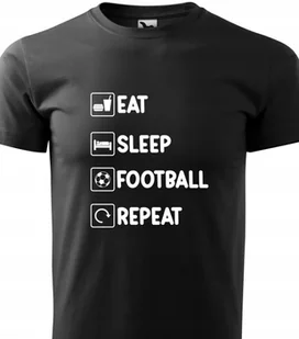 Piżama Czarna Koszulka + Szare Spodenki EAT SLEEP FOOTBALL REPEAT Wz - XL - Piżamy damskie - miniaturka - grafika 1