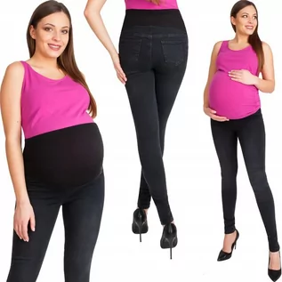 Spodnie ciążowe - Spodnie Ciążowe Jeans Rurki Roz M Czarny - grafika 1