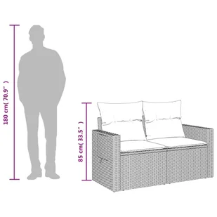 Sofa ogrodowa z poduszkami, 2-osobowa, szara, polirattan Lumarko! - Sofy ogrodowe - miniaturka - grafika 11