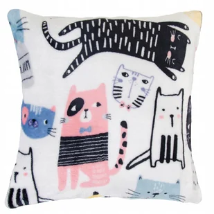 Biała poszewka dekoracyjna w kotki - Poszewki na poduszki - miniaturka - grafika 1